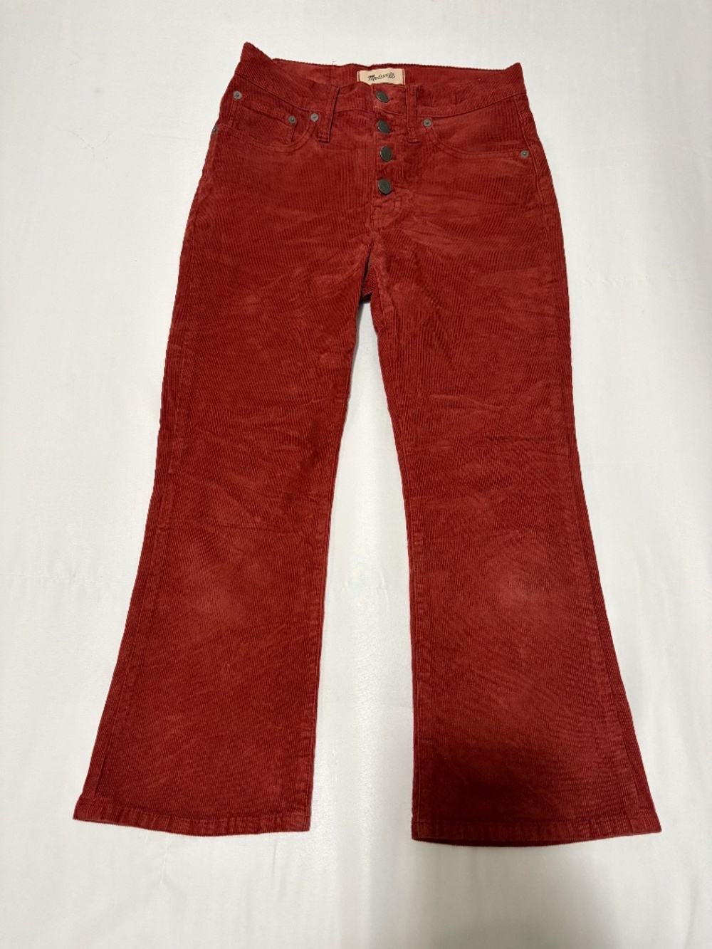 Madewell Cali Demi-Boot Corduroy Pants in Rust (Size 26P)